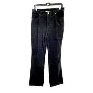 Chico's Women's Black Velour Mid Rise Flat Front Pants Size 8